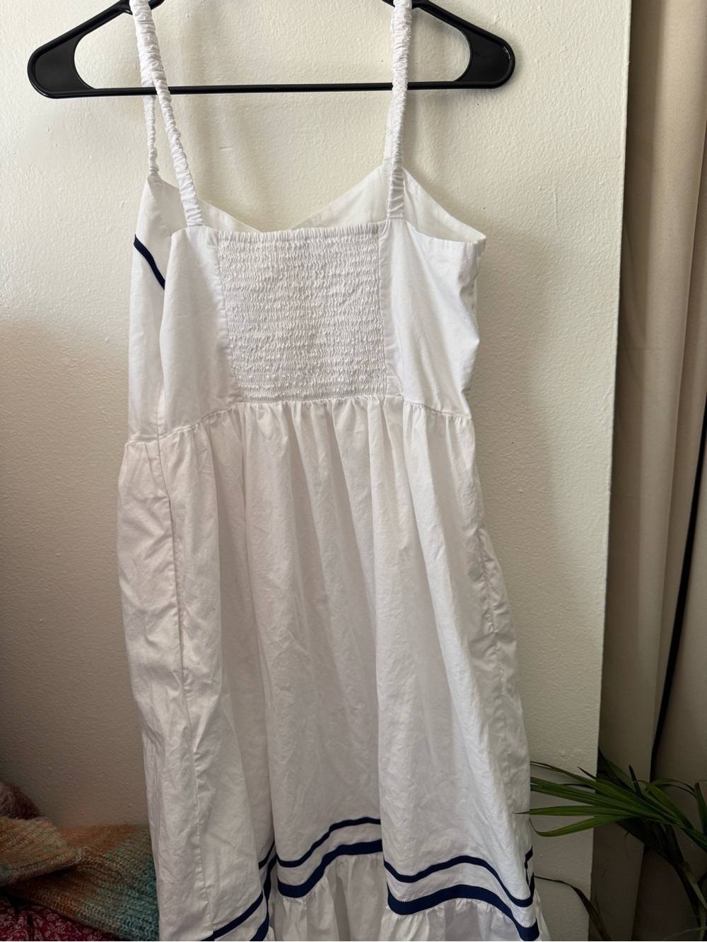 J Crew White Sundress with Navy Trim - Picture 5 of 8